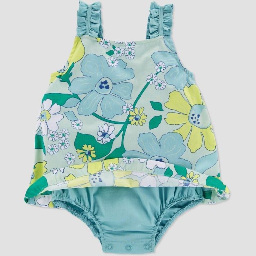 Carter's Just One You® Baby Girls' Floral Romper Blue/Green SIZE 12M